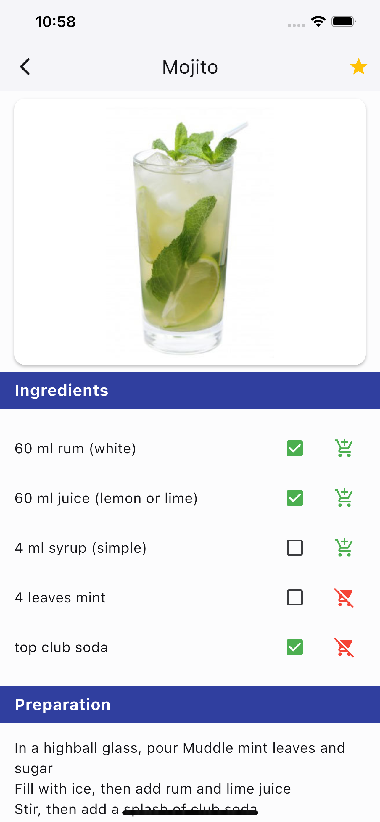 Detailed cocktail recipe - Mojito